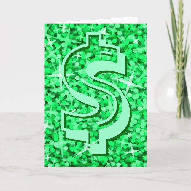 Tarjeta de saludo "Your Text" del dólar verde bril (Anverso)