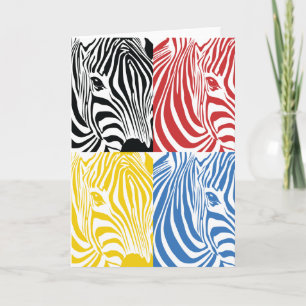 Tarjeta de saludos de 4 colores Zebra