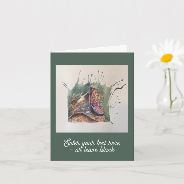 Tarjeta de saludos de Baboon Barking personalizabl (Planta pequeña)