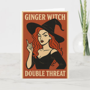 Tarjeta de saludos de doble amenaza de bruja de je
