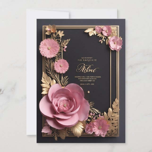 Tarjeta de saludos de flores 3D rosadas mesmerizad (Anverso)