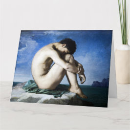 Tarjeta de saludos de joven de Bella Artes marino