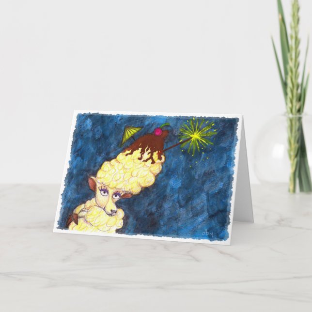 Tarjeta de saludos de las ovejas de helado (Anverso)