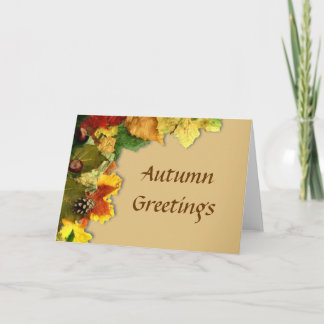 Tarjeta de saludos de otoño de hojas