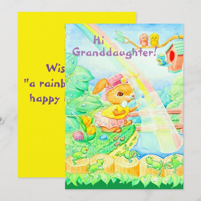 Tarjeta de saludos de Pascua de la Nieta (Anverso / Reverso)