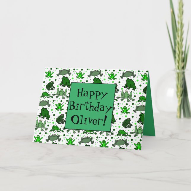 Tarjeta de saludos de rana personalizada (Anverso)