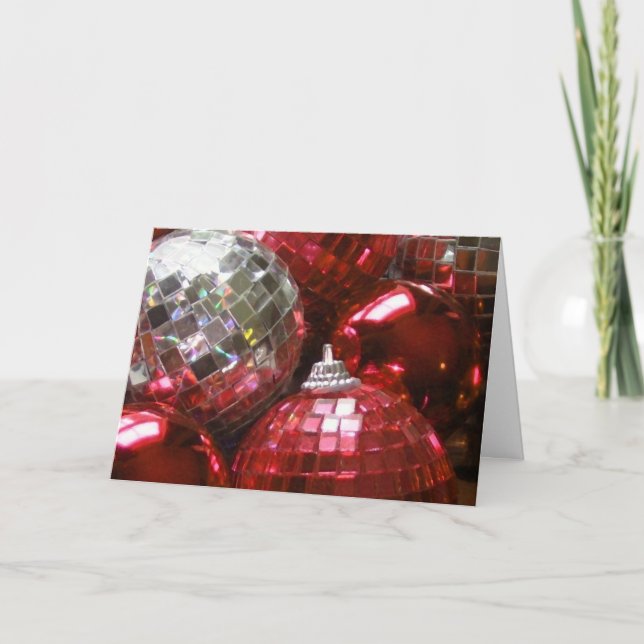 Tarjeta de 'Saludos de temporada' de Red Baubles (Anverso)