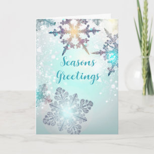 Tarjeta de saludos de temporada Hielo Azul Copo de