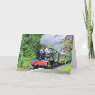 Tarjeta de saludos de trenes de vapor