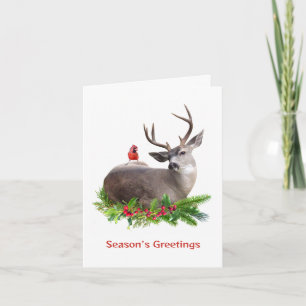Tarjeta de saludos de venado con temporada de aves