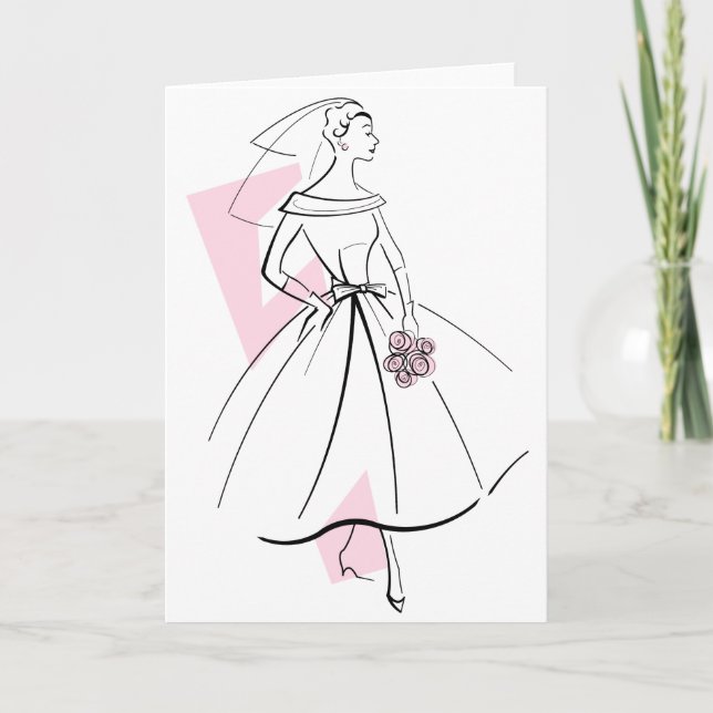 Tarjeta de saludos Fashion Bride Pink (Anverso)