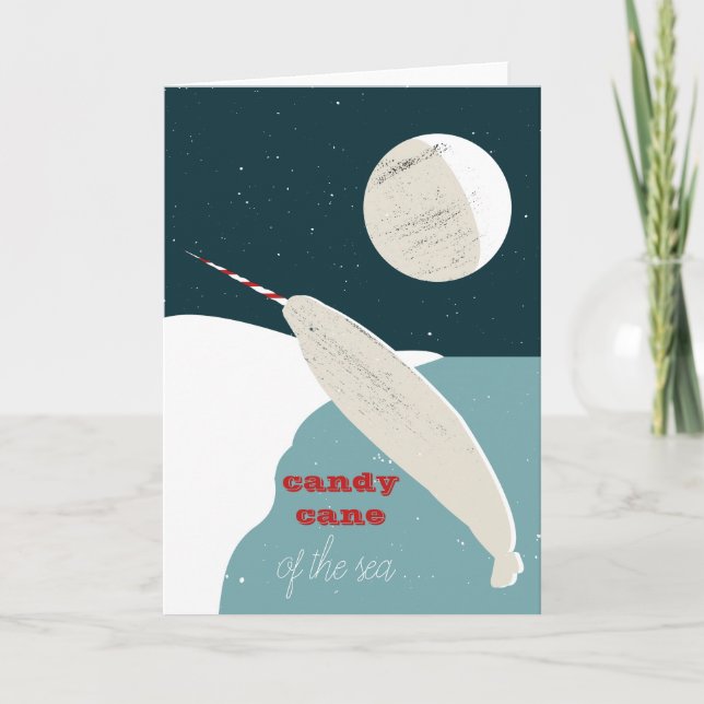 Tarjeta de saludos festivos de narwhal (Anverso)