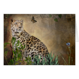 Tarjeta de saludos Leopard and Butterfly