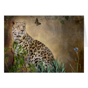 Tarjeta de saludos Leopard and Butterfly