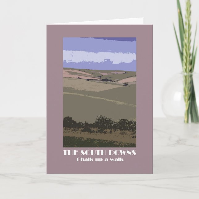 Tarjeta de saludos retro estilo South Downs 1920 (Anverso)