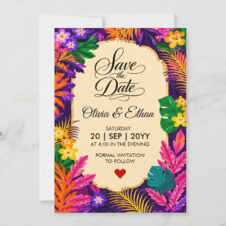Tarjeta de Salvaguarda de Fecha de Hojas Tropicale