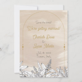 Tarjeta de salvar la fecha de boda en rosa pastel