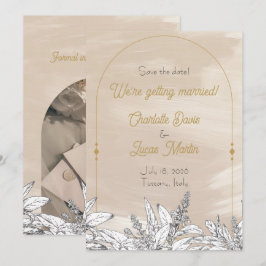 Tarjeta de salvar la fecha de boda en rosa pastel