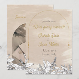 Tarjeta de salvar la fecha de boda en rosa pastel