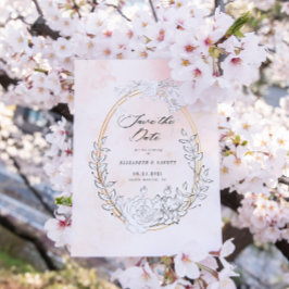 Tarjeta de salvar la fecha floral sutil moderna co