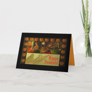 Tarjeta de Samhain basada en tarjeta del vintage