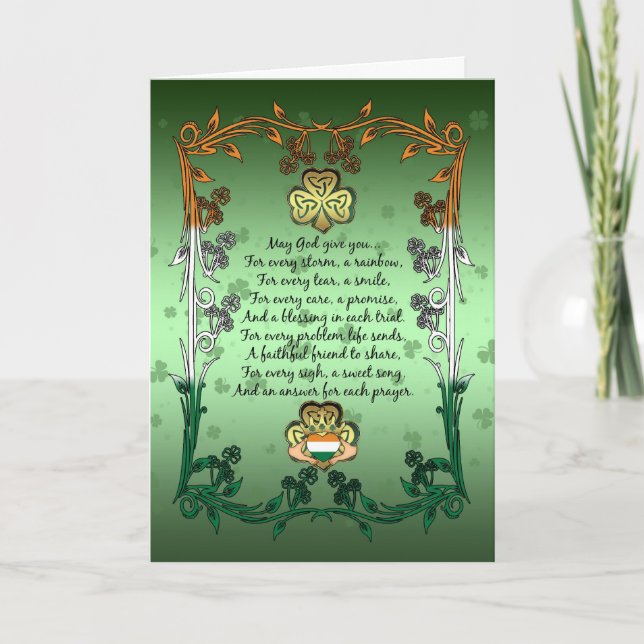 Tarjeta de San Patricio con bendición, Shamrock (Anverso)