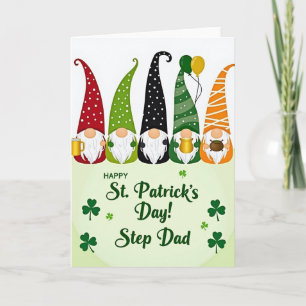 Tarjeta de San Patricio con Gnomos de Rayas Verdes