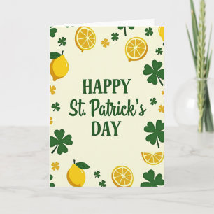 Tarjeta de San Patricio con patrón de limón trébol