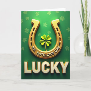 Tarjeta de San Patricio con suerte de oro falso