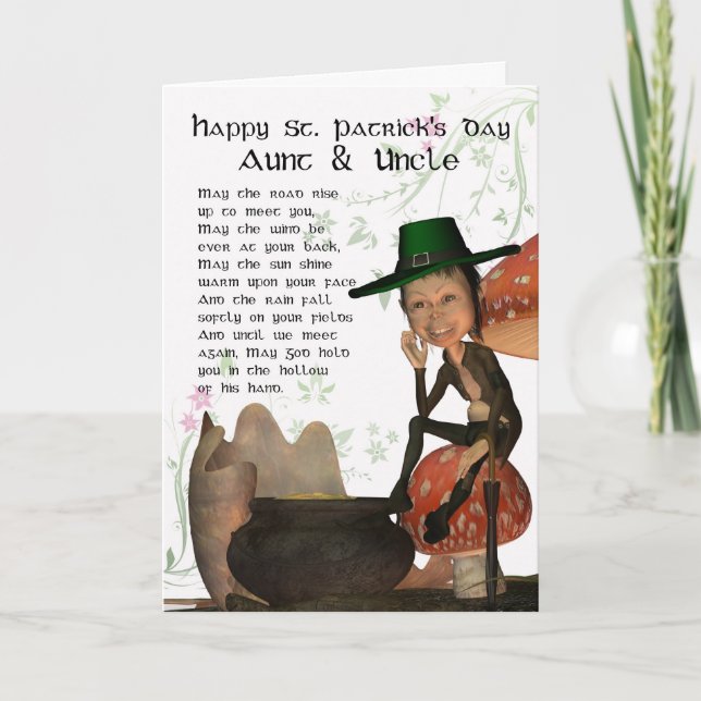 Tarjeta de San Patricio con Tía y Uncl de Leprecha (Anverso)