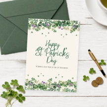 Tarjeta de San Patricio con Trébol de Acuarela
