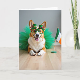 Tarjeta de San Patricio de Corgi Rayado
