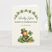 Tarjeta de San Patricio de duende de acuarela Luck