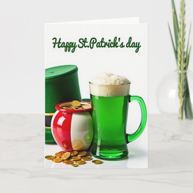 Tarjeta de San Patricio de Olla de Oro Rayada (Anverso)