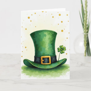 Tarjeta de San Patricio de Sombrero Verde Afortuna