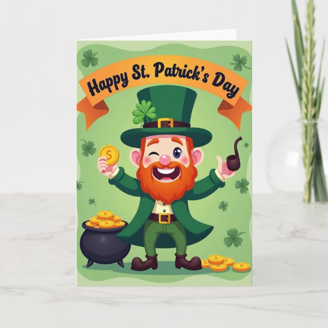 Tarjeta de San Patricio Duende de Oro Falso (Anverso)