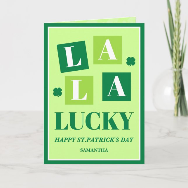 Tarjeta de San Patricio La La Lucky (Anverso)