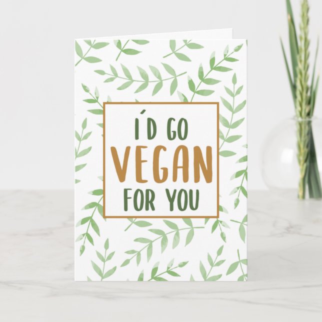 Tarjeta de San Valentín 'Acuarela: Me haría vegano (Anverso)