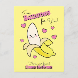 Tarjeta de San Valentín Banana Cute Kids Classroom
