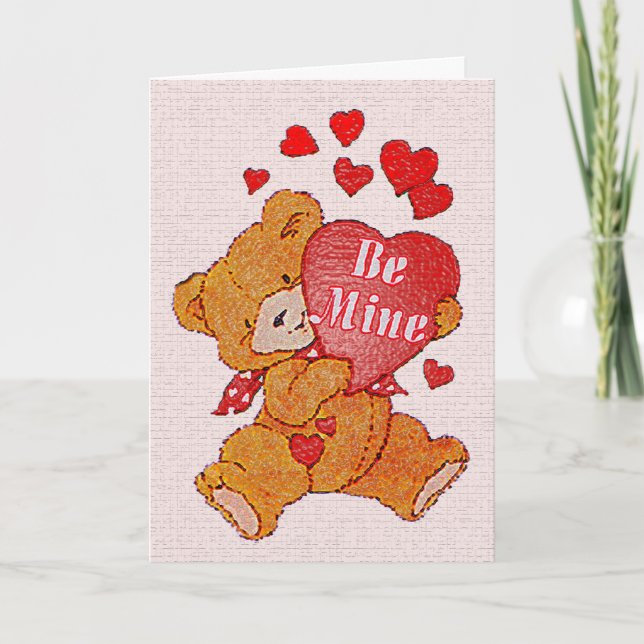 Tarjeta de San Valentín Be Mine Teddy Bear (Anverso)
