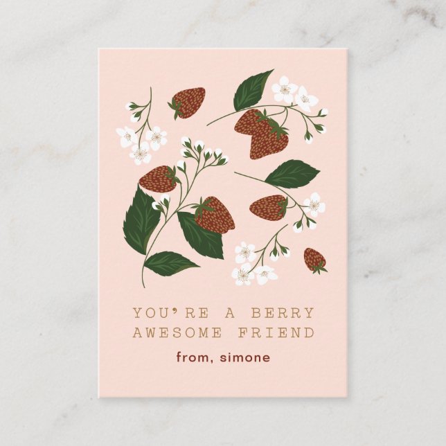 Tarjeta de San Valentín Berry Awesome Strawberry C (Anverso)