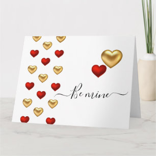 Tarjeta de San Valentín blanca de corazones rojos 