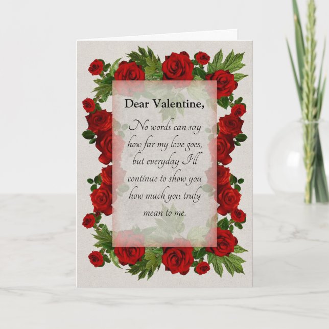 Tarjeta de San Valentín Bodas Aniversario Rosas Ro (Anverso)