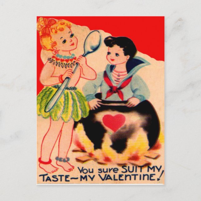 Tarjeta de San Valentín Canníbal Retro Vintage (Anverso)