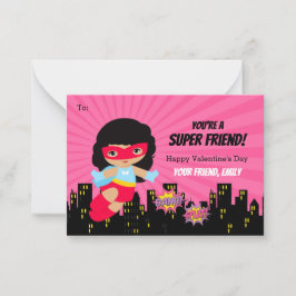 Tarjeta de San Valentín chica - Superhéroe afroame