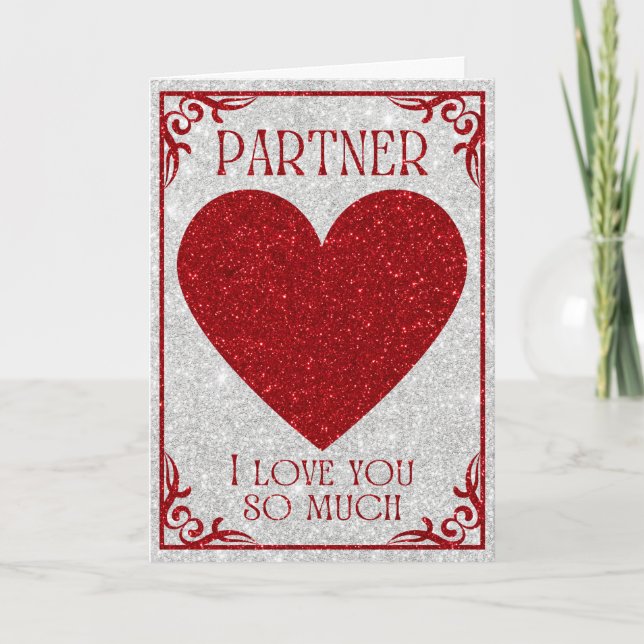 Tarjeta de San Valentín con Brillo para Pareja (Anverso)