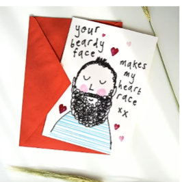Tarjeta de San Valentín con cara de barba - Aniver