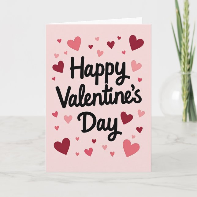 Tarjeta de San Valentín con letra script feliz ros (Anverso)
