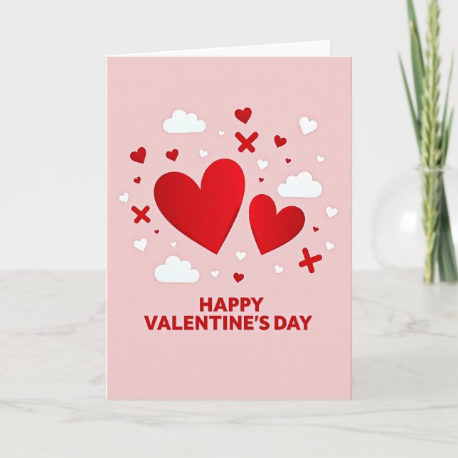 Tarjeta de San Valentín con Patrón de Corazones Ro (Anverso)