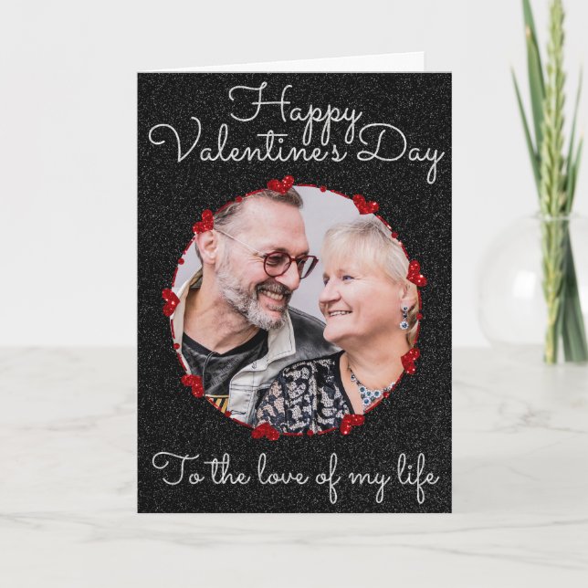 Tarjeta de San Valentín con purpurina de foto pers (Anverso)